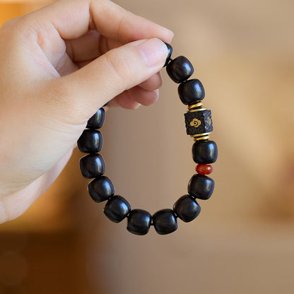 "Harmony & Protection" Red Sandalwood (Ebony) Bracelet with Auspicious Cloud Pendant & Red Agate
